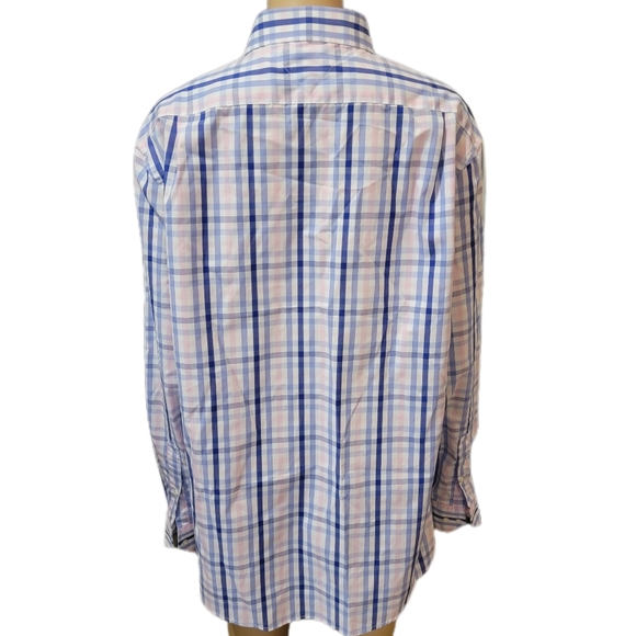 Tommy Hilfiger Blue White Pink Button Up Shirt 16 1/2 34 - 35 - Picture 4 of 6